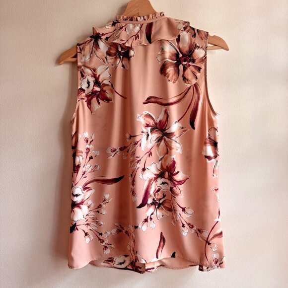 Karl Lagerfeld Floral Ruffle Chiffon Blouse Top Small Fall Outfit Holiday Party - Picture 2 of 4